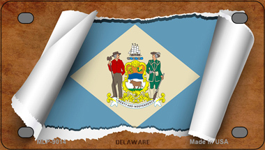 Delaware Flag Scroll Novelty Mini Metal License Plate Tag - $14.95