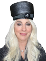 Vintage 60s Retro Women&#39;s Jet Black Straw Pillbox Hat Brozman&#39;s Cool Det... - $53.46