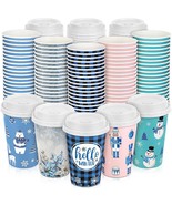 100 Pack Blue Winter Wonderland Disposable Coffee Cups Winter Disposable... - $54.99