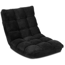 Adjustable 14-Position Floor Chair Folding Lazy Sofa Chair Cushioned Home Black - £102.21 GBP