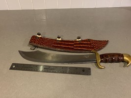 Vintage JAWS 721 Pirate Buccaneer Sword Knife Alligator Print Sheath - £54.06 GBP