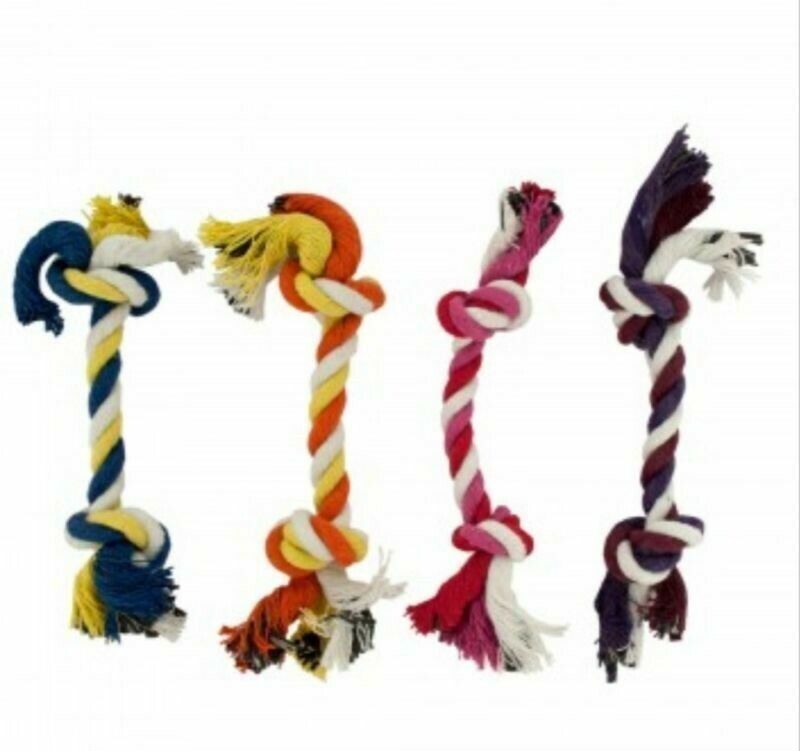 Dog Rope ToysTeeth Cleaning 4 Pieces Multi-Color 6" Long Teething Aid  NWT - £9.29 GBP