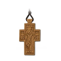 2&quot; Hand-Carved Wooden Crucifix Greek Orthodox Pectoral Cross Pendant 5cm - $45.63
