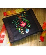 Embrodery pouch,Recycle fabric,Sustainable pouch,Balck pouch,Embrodery recycle. - $17.10