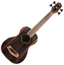 Kala UBASS EBY FS Acoustic Electric Bass Striped Ebony Fretted w Bag - $626.04