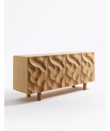 interoknack Retro Sculpted Wood Sideboard  Designer Solid Wood Wave-Car... - $44,344.70 MXN