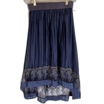 Keysha Made In Italy Balletcore Dressy Blue Lace Hem Silk Blend Hi-Lo Sk... - $19.62