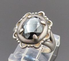 POST BELL 925 Silver - Vintage Star Edge Faceted Hematite Ring Sz 6 - RG26258 - $41.70