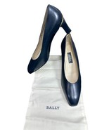BALLY Maggiore Blue Leather Slip On Pump Heel Shoes Size 8.5 C Made Swit... - $456.61 MXN