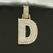 2.50 Ct Round CZ Diamond Unisex Custom Letter D Pendant 14k Yellow Gold Plated - £149.47 GBP