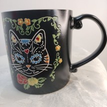 Elie&amp;Anna Holoween Cat W/flowers Coffee Mug 4&quot;1/2x4&quot; New Dish,Micro Safe - £15.77 GBP