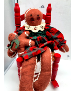 Christmas  Stuffed Gingerbread Girl Sitting in Red Rocking Chair - $14.96