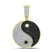 Yin-Yang Moissanite &amp; Zircon Pendant Necklace in 14K Yellow Gold Over 925 Silver - £143.87 GBP