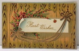 Best Wishes Gold Accent Floral 1911 Francestown to Manchester NH Postcard E11 - £3.15 GBP