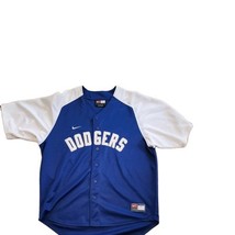 Nike Team Genuine Merchandise Buttondown Dodgers Jersey Large Vtg Blue /... - $31.90