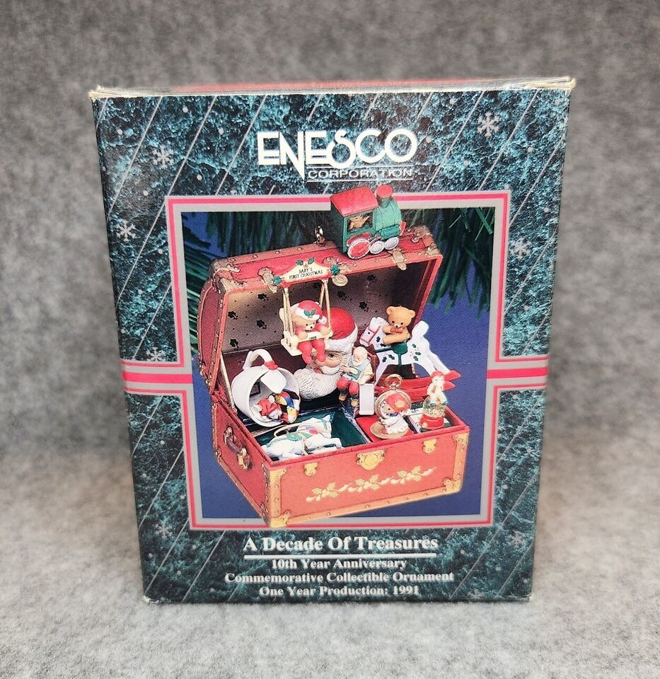 Primary image for Enesco Ornament 10th Year Anniversary 1991 A Decade Of Treasures Chest