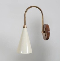 Mid Century Style Wall Mount Lamp Beside Wall Sconce, Walnut Brass gift item - £46.56 GBP