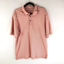 Tommy Bahama Mens Polo Shirt Cotton Short Sleeve Striped Orange L - $4.99