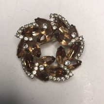 Vintage Weiss Yellow Rhinestone Brooch Prong Set - £33.10 GBP