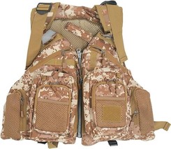 Fly Fishing Vest Pack Men Women Adjustable Outdoor Backpack Camouflage Yellow - £24.56 GBP