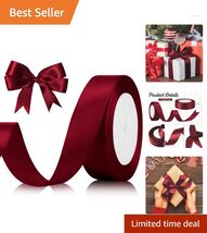 25 Yards Elegant Burgundy Satin Ribbon - Ideal for Gift Wrapping or Hair... - $14.80