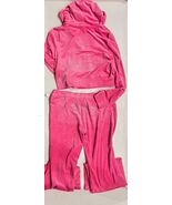 Juicy Couture Bling Velour Tracksuit Hoodie &amp; Pants Set Hot Pink L NWT - €60,09 EUR