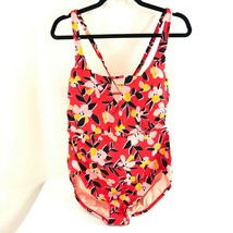 Beach Betty by Miracle Brands One Piece Swimsuit Keyhole Floral Red Size M - £15.42 GBP