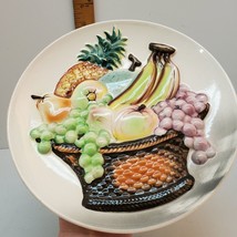 VTG 3D Ceramic Decorative Fruit Bountiful Basket Wall Hanging Plate PLAQUE 8&quot; - £11.56 GBP