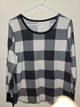 Old Navy Top Women&#39;s XL Black Buffalo Plaid Waffle Thermal Scoop Preppy ... - £14.78 GBP