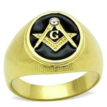 RING MASONIC Stainless Steel with Top Grade Crystal in Clear TK1403 - £31.61 GBP