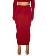 Naked Wardrobe Womens Solid Hourglass Midi Skirt Size Medium Color Burgundy - £50.32 GBP