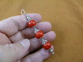 (J35-10) 12mm Red coated pearl beaded + silver caps pendant Necklace JEW... - $21.49