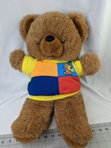 Fairview Brown Bear Plush 20 Inch Color Block Shirt Stuffed Animal Toy - $29.95