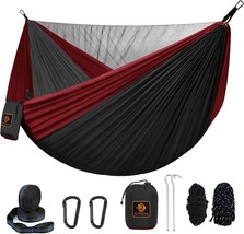 Camping Hammock, Portable Hammocks With Mosquito Net,Lightweight, Black&amp;Red - $33.99