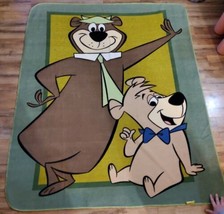 Hanna Barbera Yogi Bear Boo Boo Blanket Fleece 62x54 Cartoon Vintage Television - £34.70 GBP