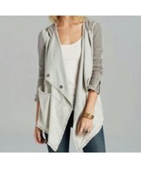 Free People Gray Drippy Linen Asymmetrical Snap Hoodie Jacket Small EUC - £26.20 GBP