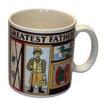 Vintage White Greatest Father Fall Angler Fishing Pole Reel Duck Ceramic Mug - £15.45 GBP