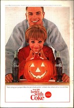 Coca Cola Vintage October 1964 Coke Soda Halloween Couple Pumpkin Print Ad Decor - £20.65 GBP