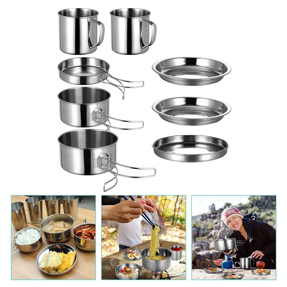 Camping Pot Portable Cook Combinations Accessories Cookware Outdoor Cooking Tool - £24.26 GBP