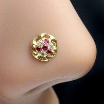 Floral Rueda Estilo Indio Nariz Anillo Rosa Circonita Blanca Retorcido 22g - Qd - £9.03 GBP