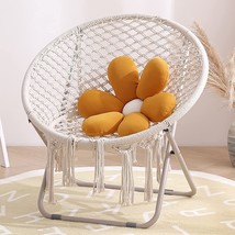 Tiita Saucer Chairs, Folding Accent Chairs Metal Frame Handmade Knitted Mesh, - £81.80 GBP