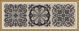Antique Square Tiles Sampler Monochrome Set 7 Cross Stitch Crochet Pattern PDF - £3.99 GBP