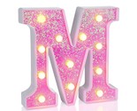 Led Letter Lights Sign Light Up Pink Letters Glitter Alphabet Letter Sig... - $18.99