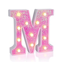 Led Letter Lights Sign Light Up Pink Letters Glitter Alphabet Letter Sign For Ni - £14.90 GBP