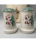 Christmas Atico Let It Snow Salt &amp; Pepper Shakers Green Sponge Top - £7.53 GBP