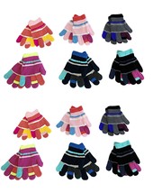 12 pair Children&#39;s Boy&#39;s and Girl&#39;s Mix Kids Knit Warm Winter Gloves One Size - £15.07 GBP