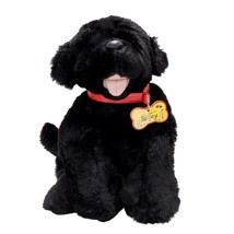 Build A Bear Puppy Dog Plush 13&quot; Black Lab VTG Name tag Barney Brown Eyes - $19.66