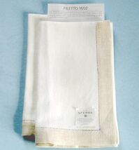 Sferra Filetto Linen Dinner Napkins 2 PC. White/Metallic Gold Border 20x... - $36.53