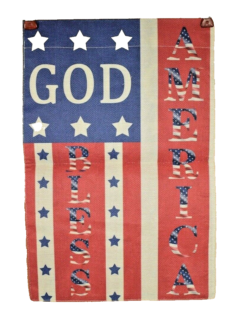 Primary image for God Bless America American Flag Garden Flag Double Sided Burlap 12 x 18