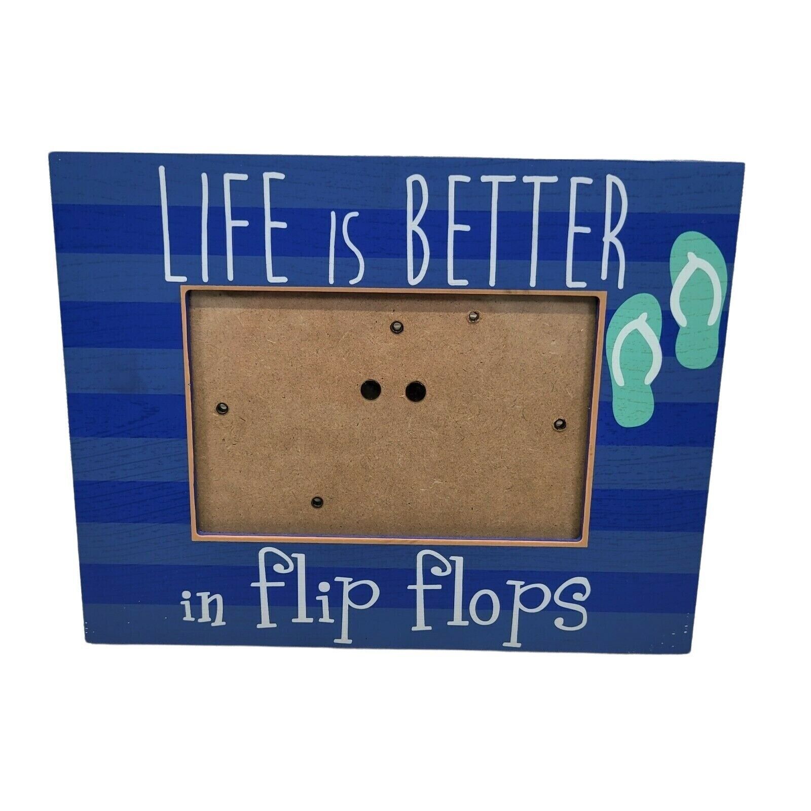 Life is Better Flip Flops Photo Picture Frame Summer Beach Blue Vacation Tiki - $9.99